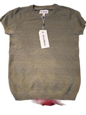Threadbare Boys Olive Green Horizontal Textured Knit Short Sleeve Sweater Jumper